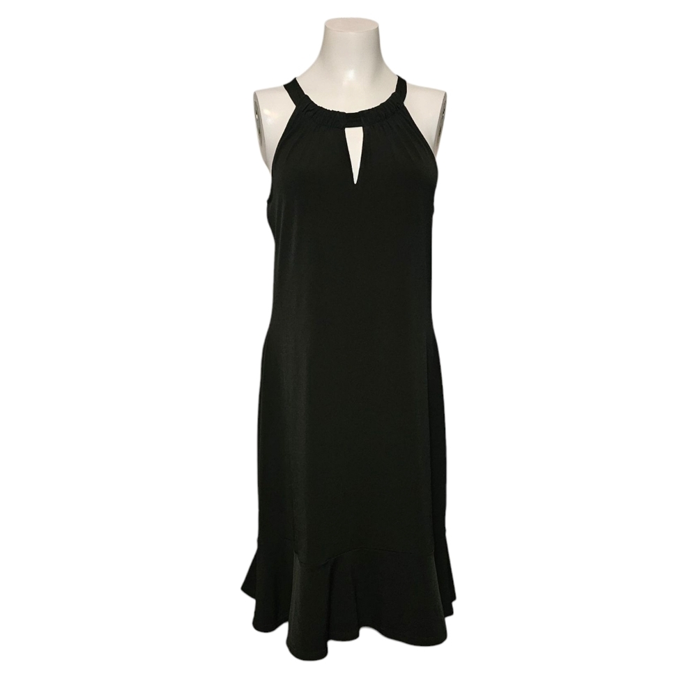 WHBM Dress Black Keyhole Front & Back Sleeveless Stretch Anti-Wrinkle sz M